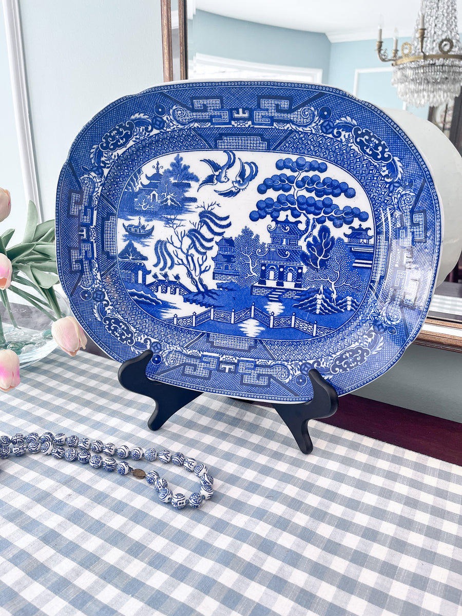 5+1 good ( free) Allertons Blue Willow England 9” Plate Older Backstamp