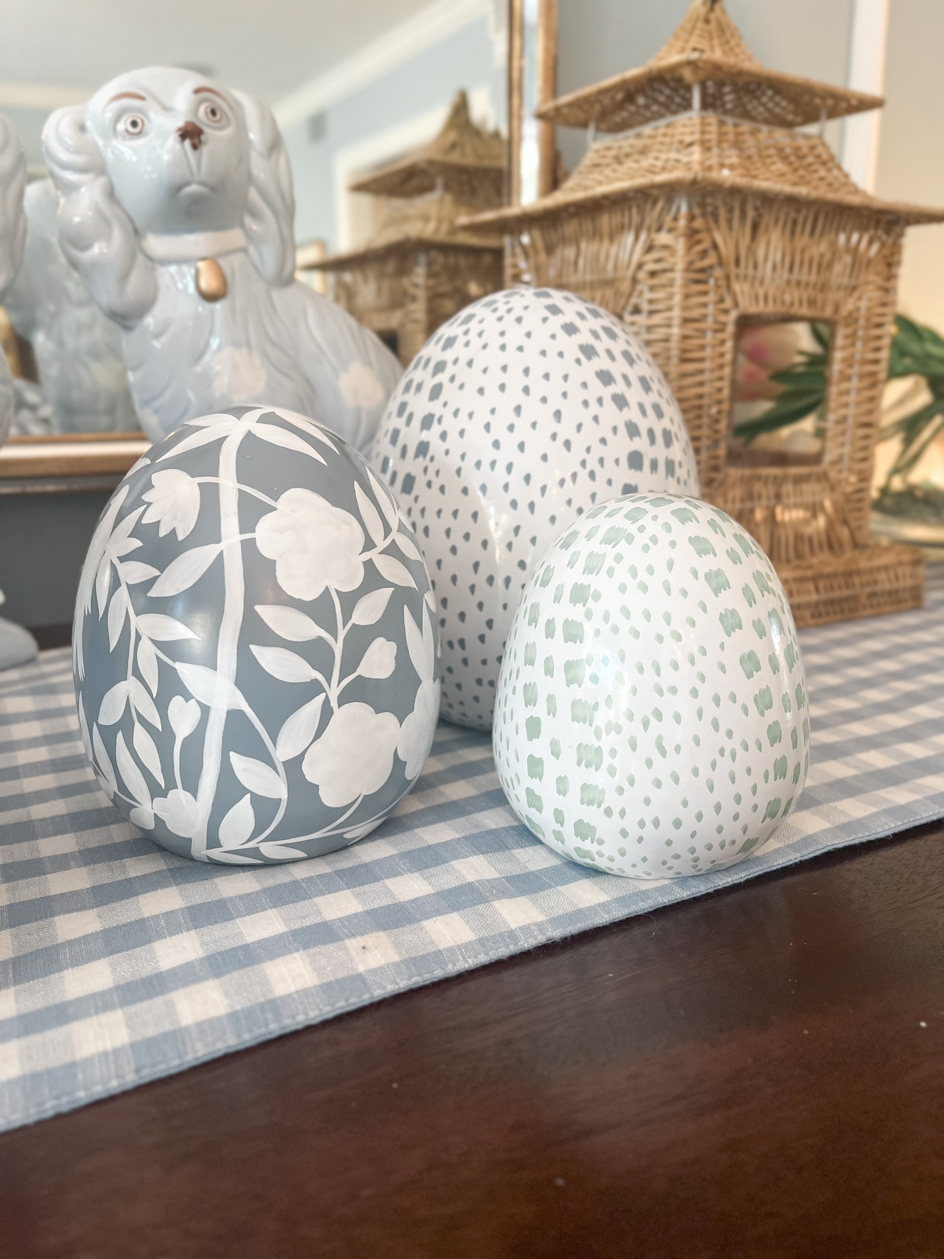 Hand Painted Chinoiserie Egg, 6”
