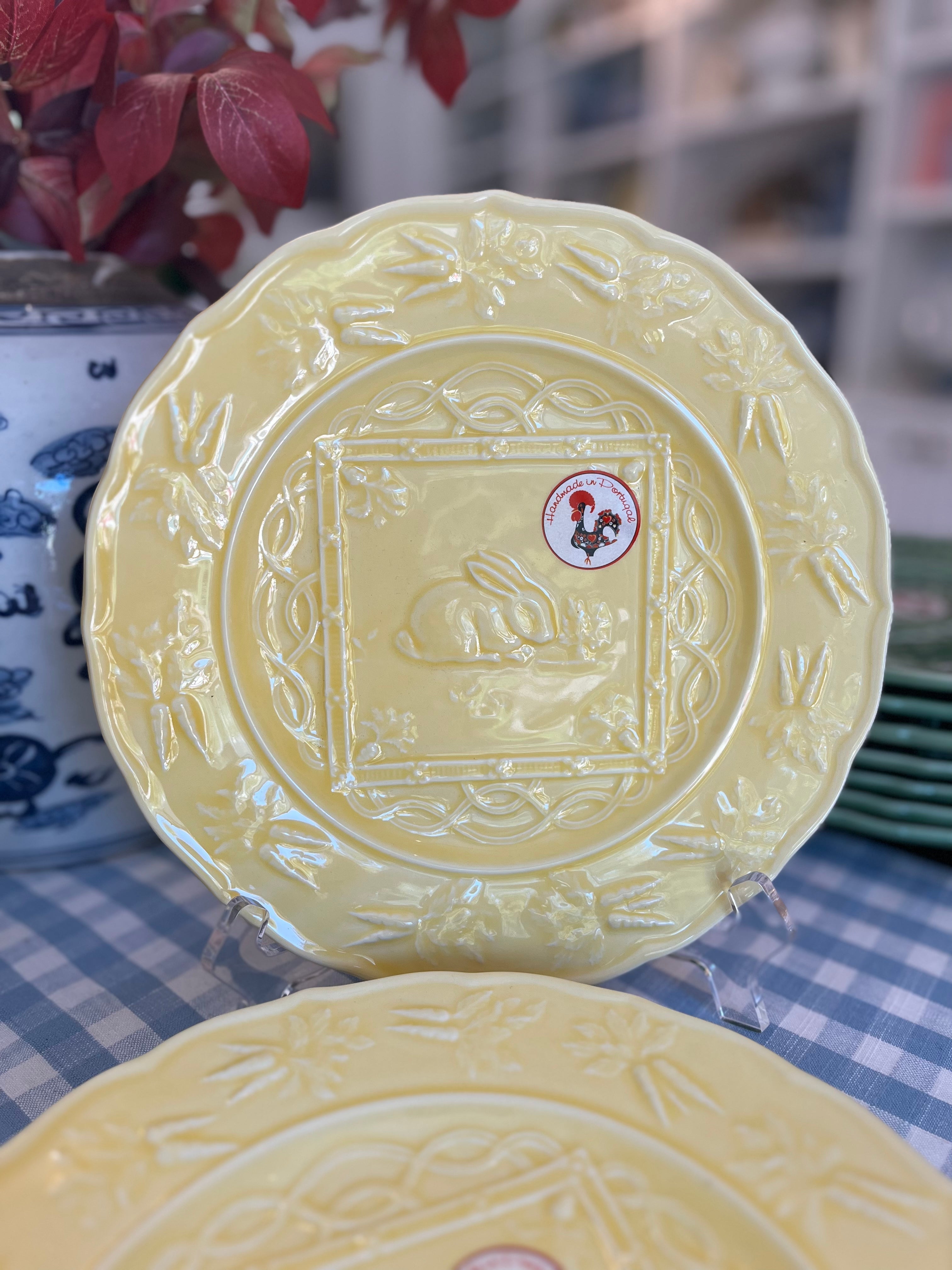 Bordallo Pinhiero Yellow Bunny Plates, 9" (Three Available)