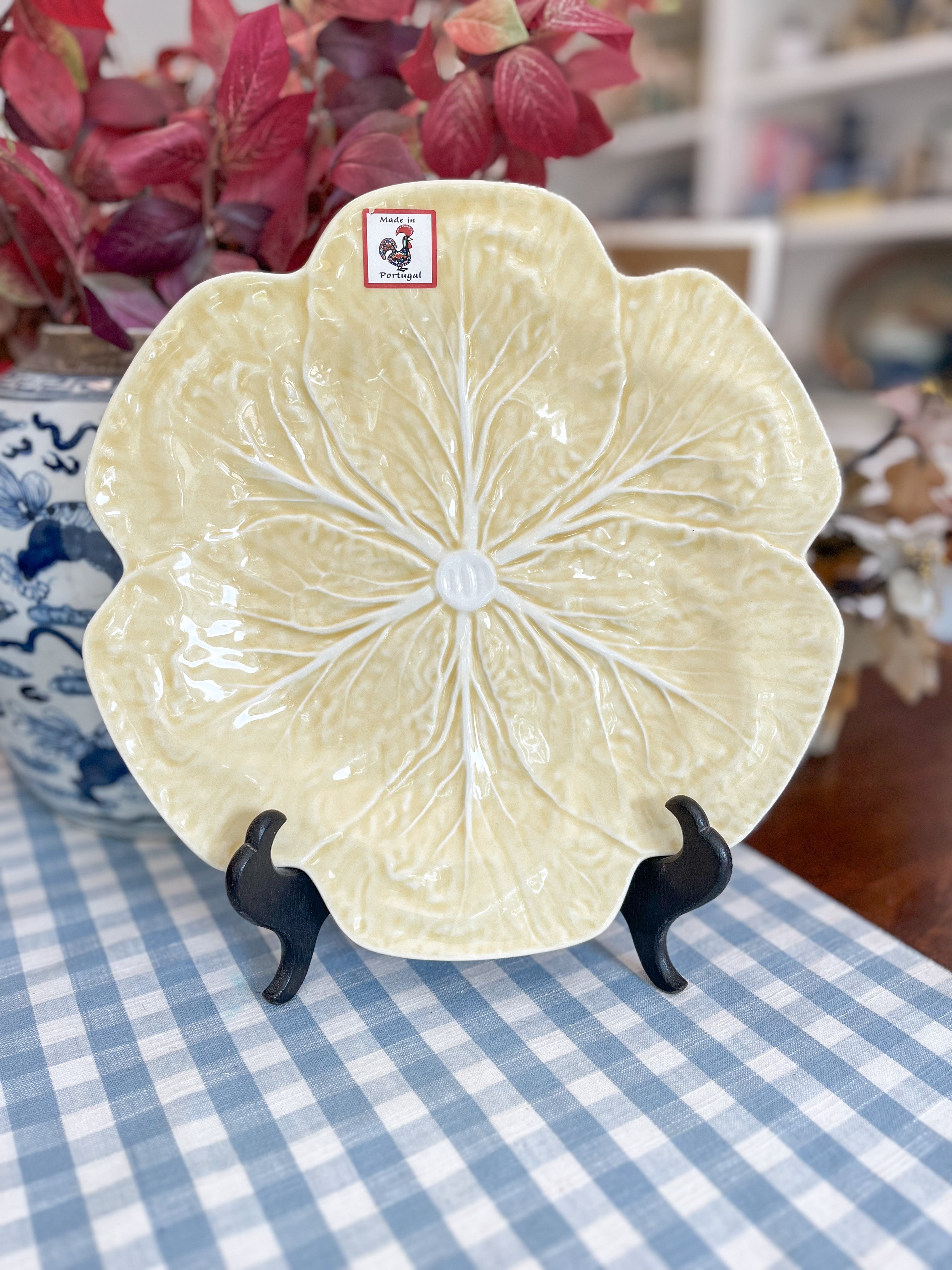 Bordallo Pinhiero Yellow Cabbage Ware Plate, 10.5" (Two Available)
