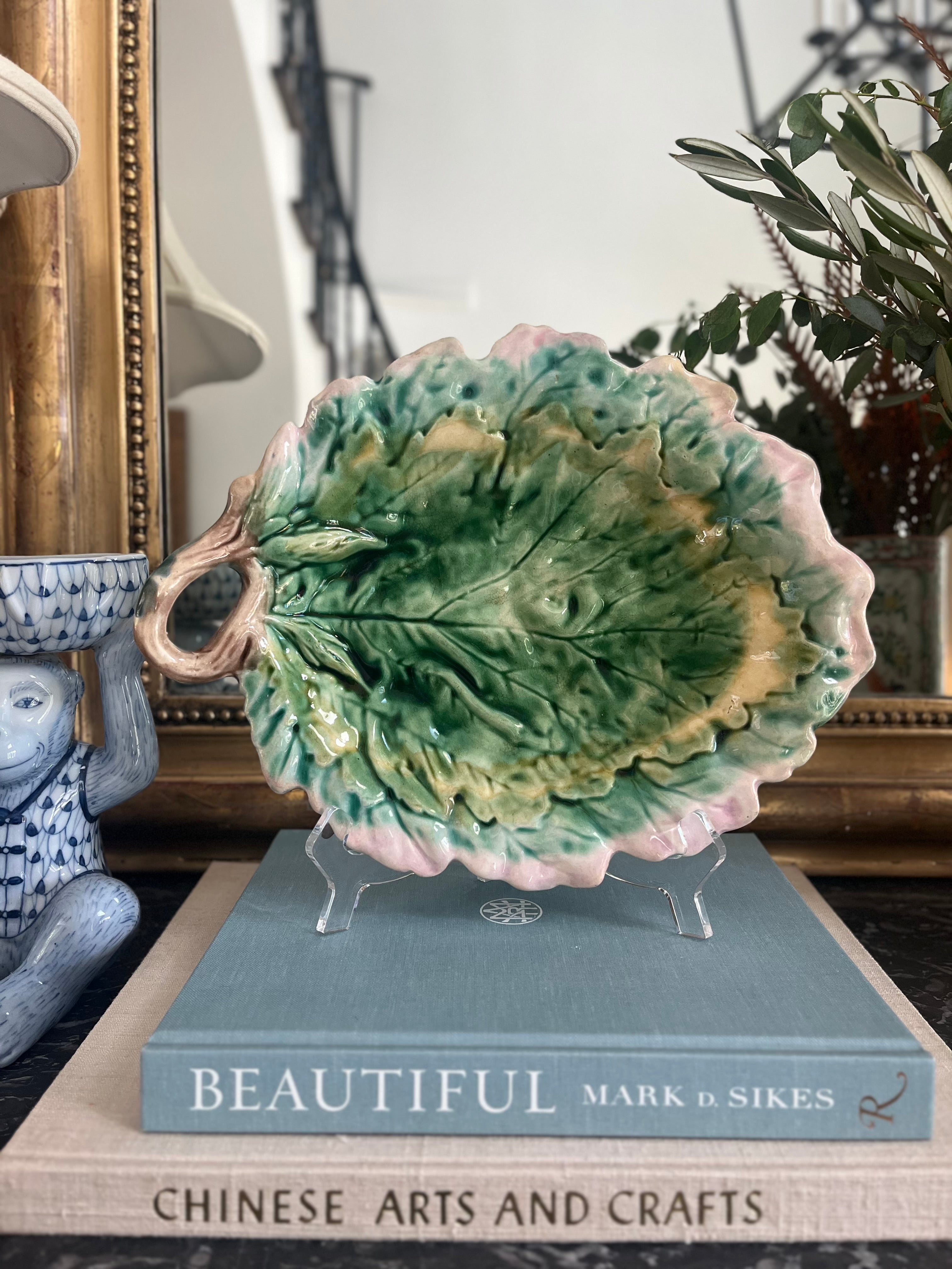 Vintage Majolica Oak Leaf Plate, 12”