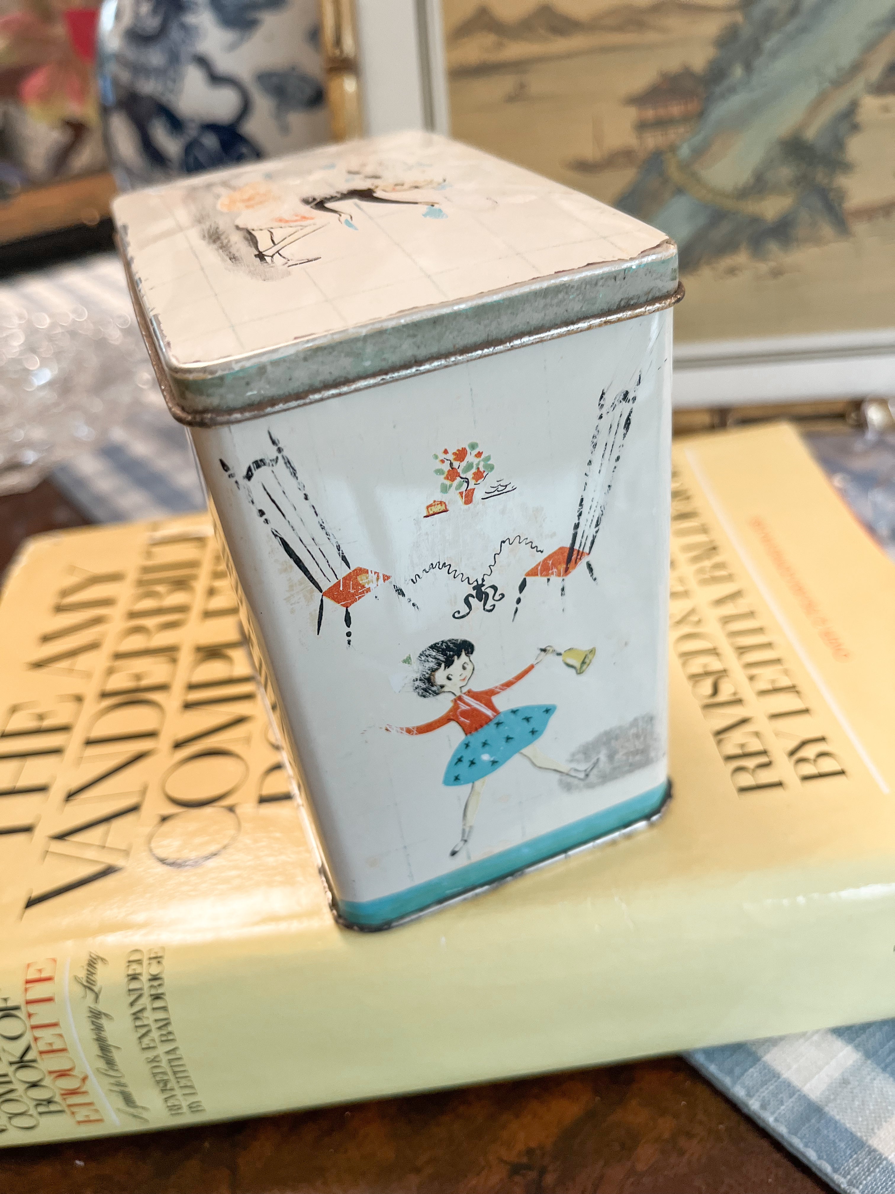 Vintage British Lidded Tin Tea Canister
