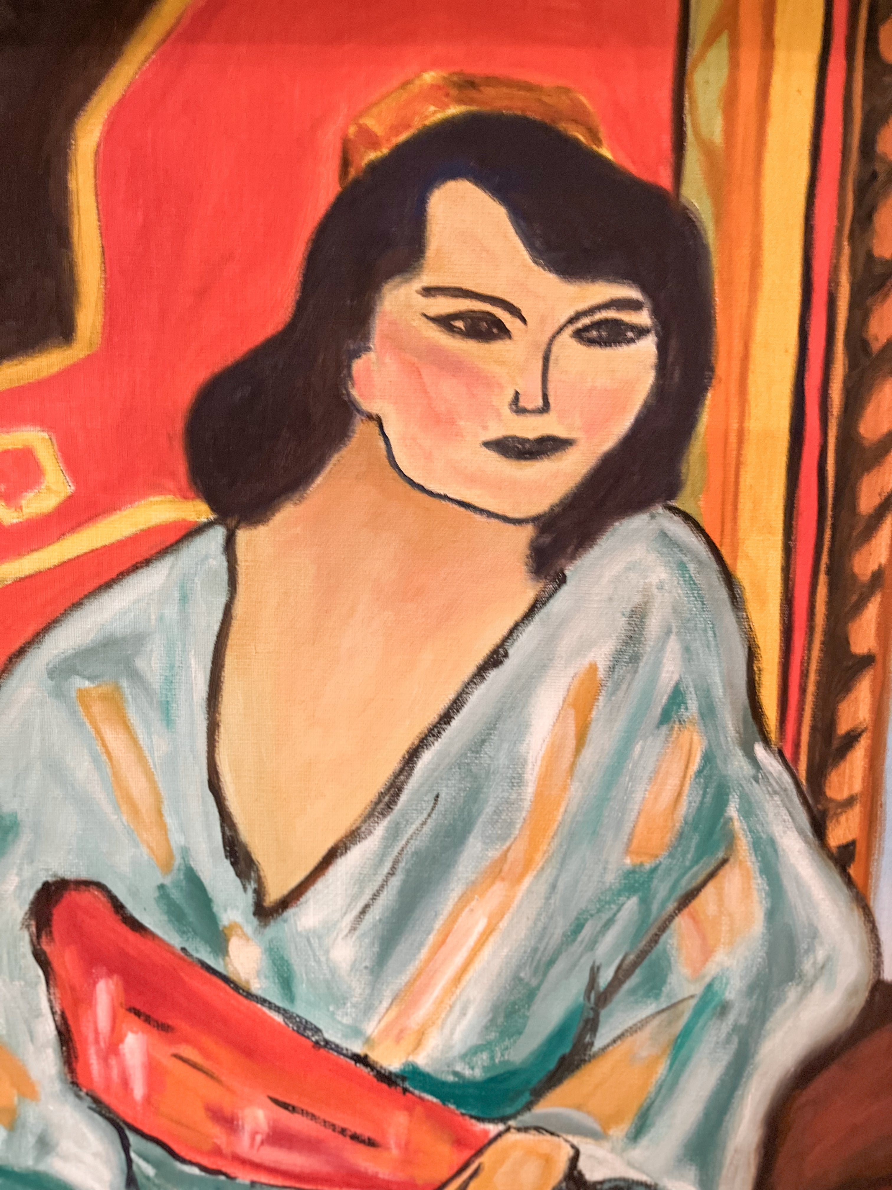 Hand Painted Reproduction of Matisse’s “The Algerian Woman,” 17.5”x22”