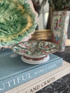 Antique Rose Medallion Compote, 6”
