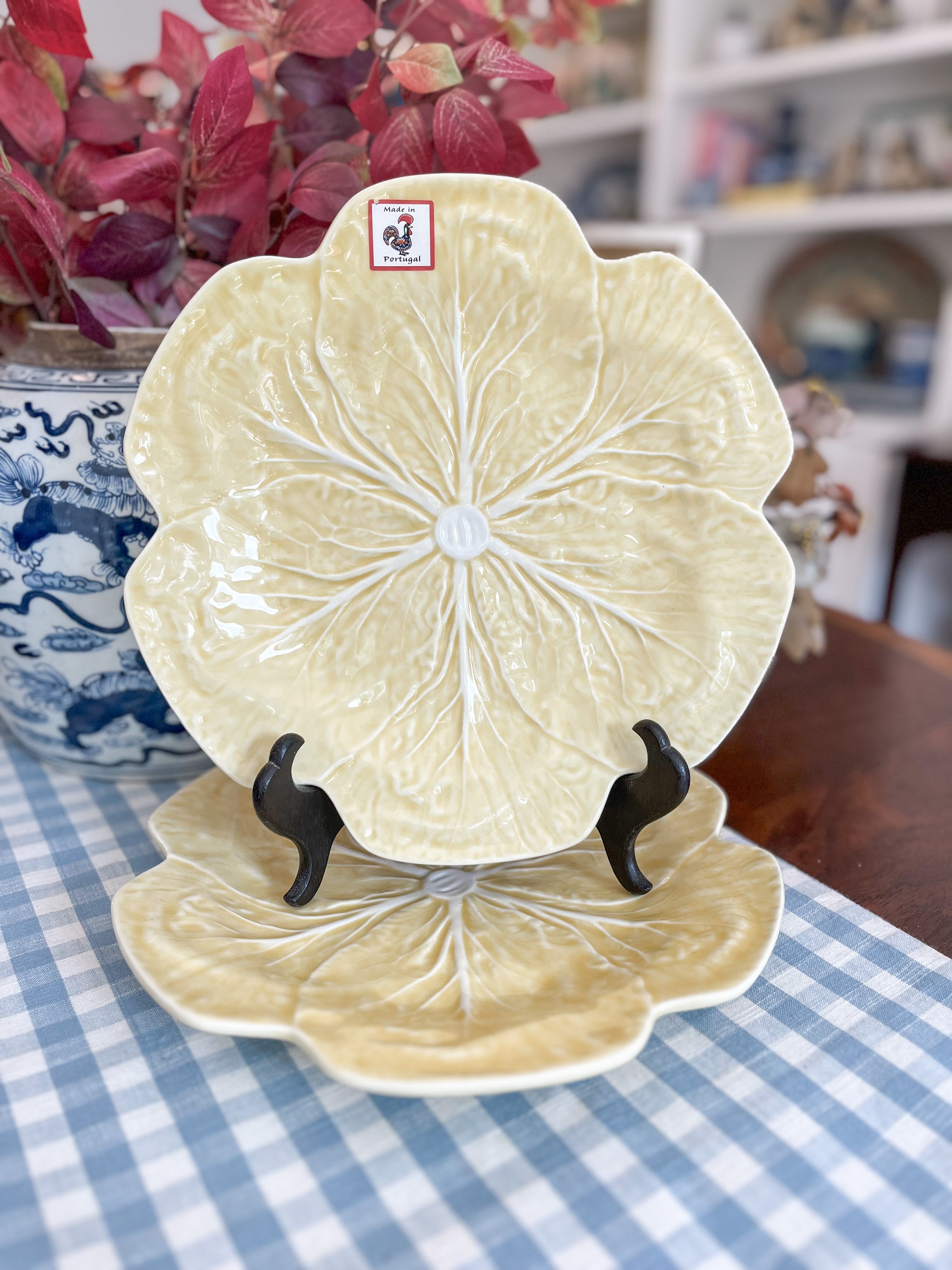 Bordallo Pinhiero Yellow Cabbage Ware Plate, 10.5" (Two Available)