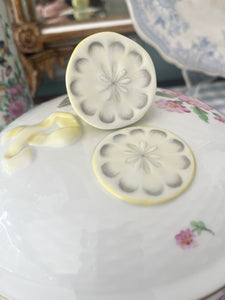 Vintage Herend Two-Piece Lidded Server with Lemon and Rose Motif, 8”