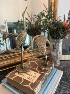 Vintage Pair of Brass Cranes