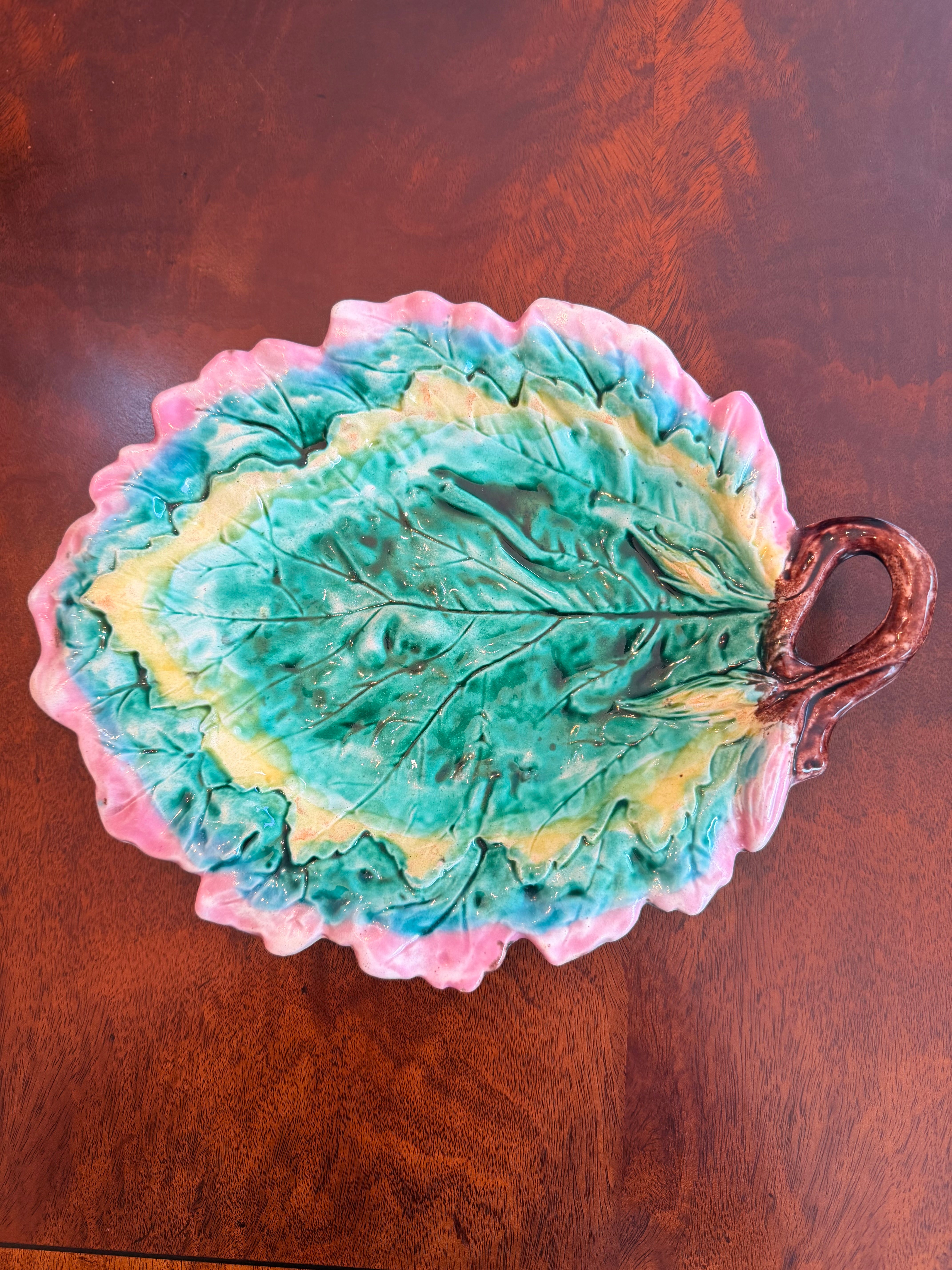 Vintage Majolica Oak Leaf Plate, 12”