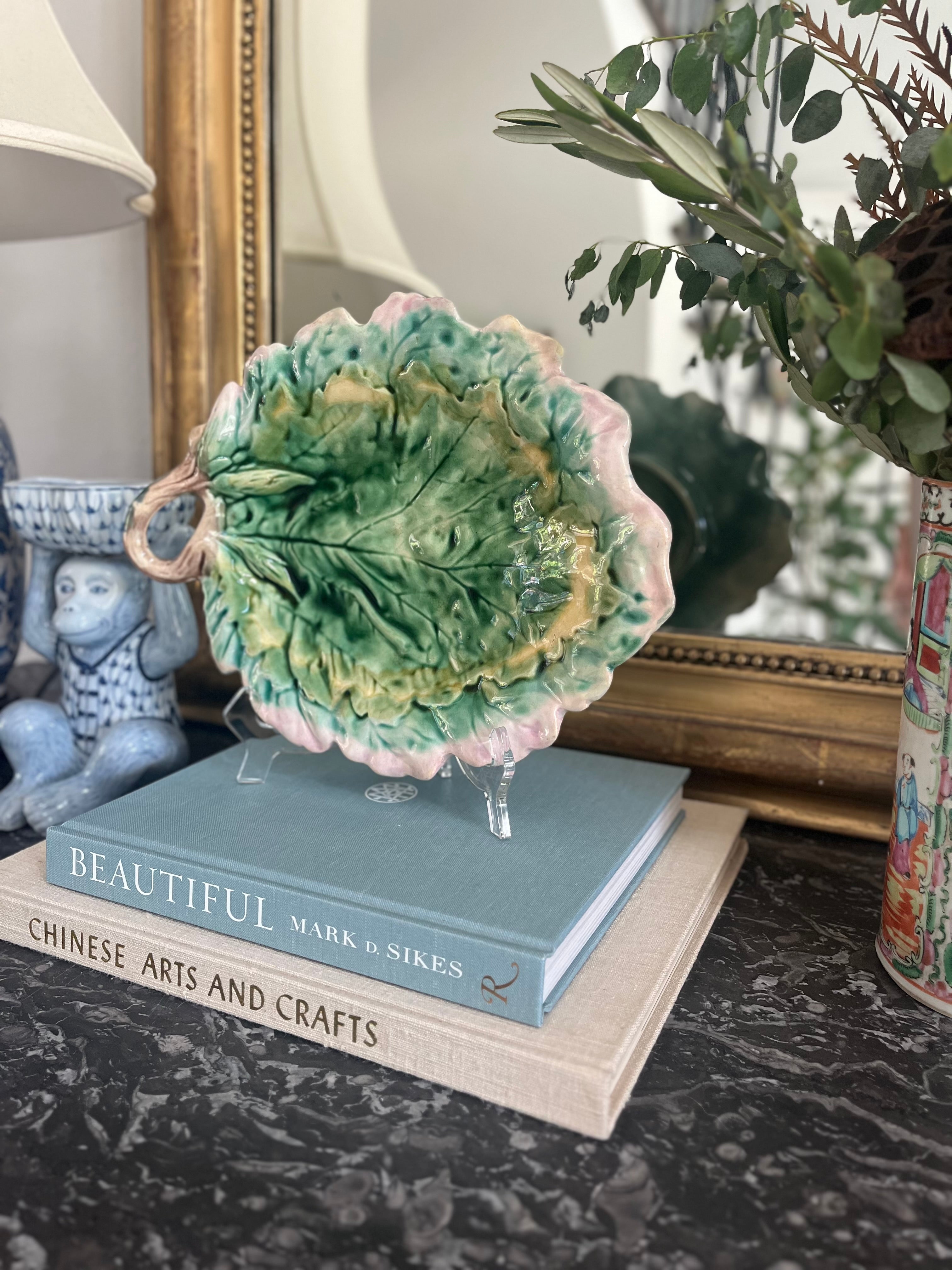 Vintage Majolica Oak Leaf Plate, 12”