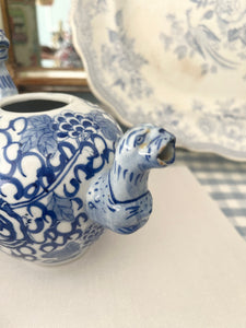 Vintage Blue and White Teapot with Foo Details
