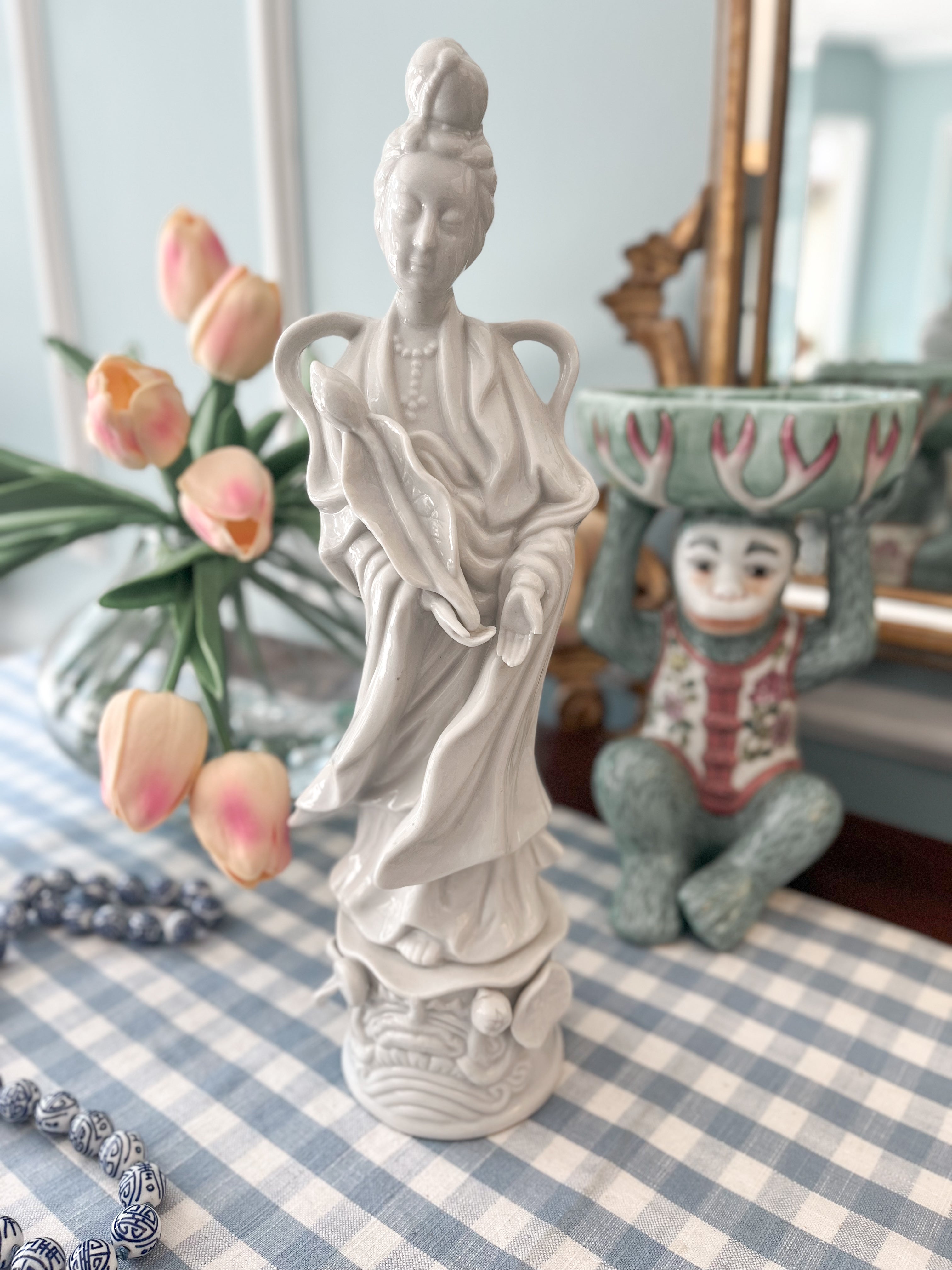 Vintage Chenin Blanc Guanyin Figurine, 11.5”
