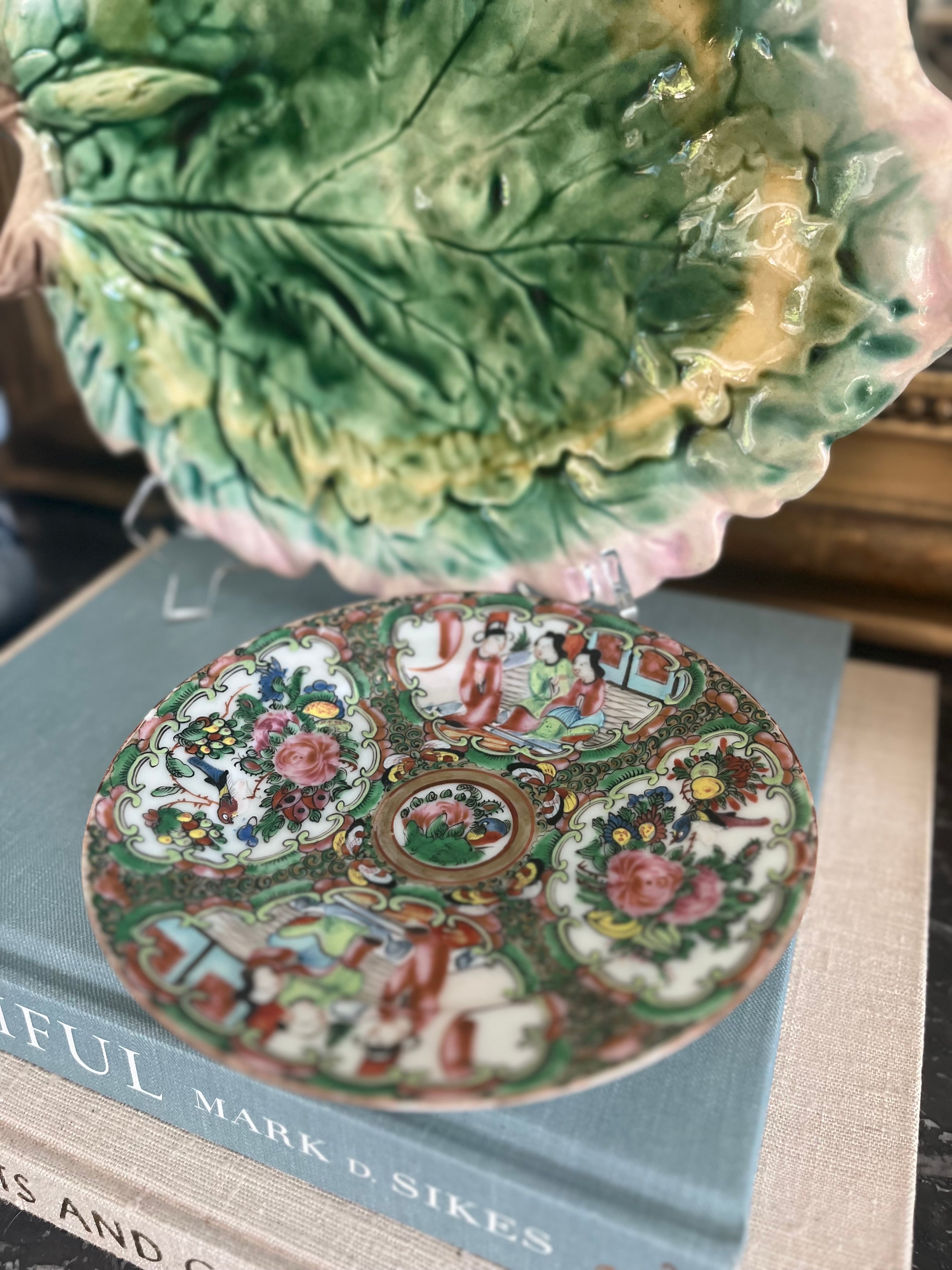 Antique Rose Medallion Compote, 6”