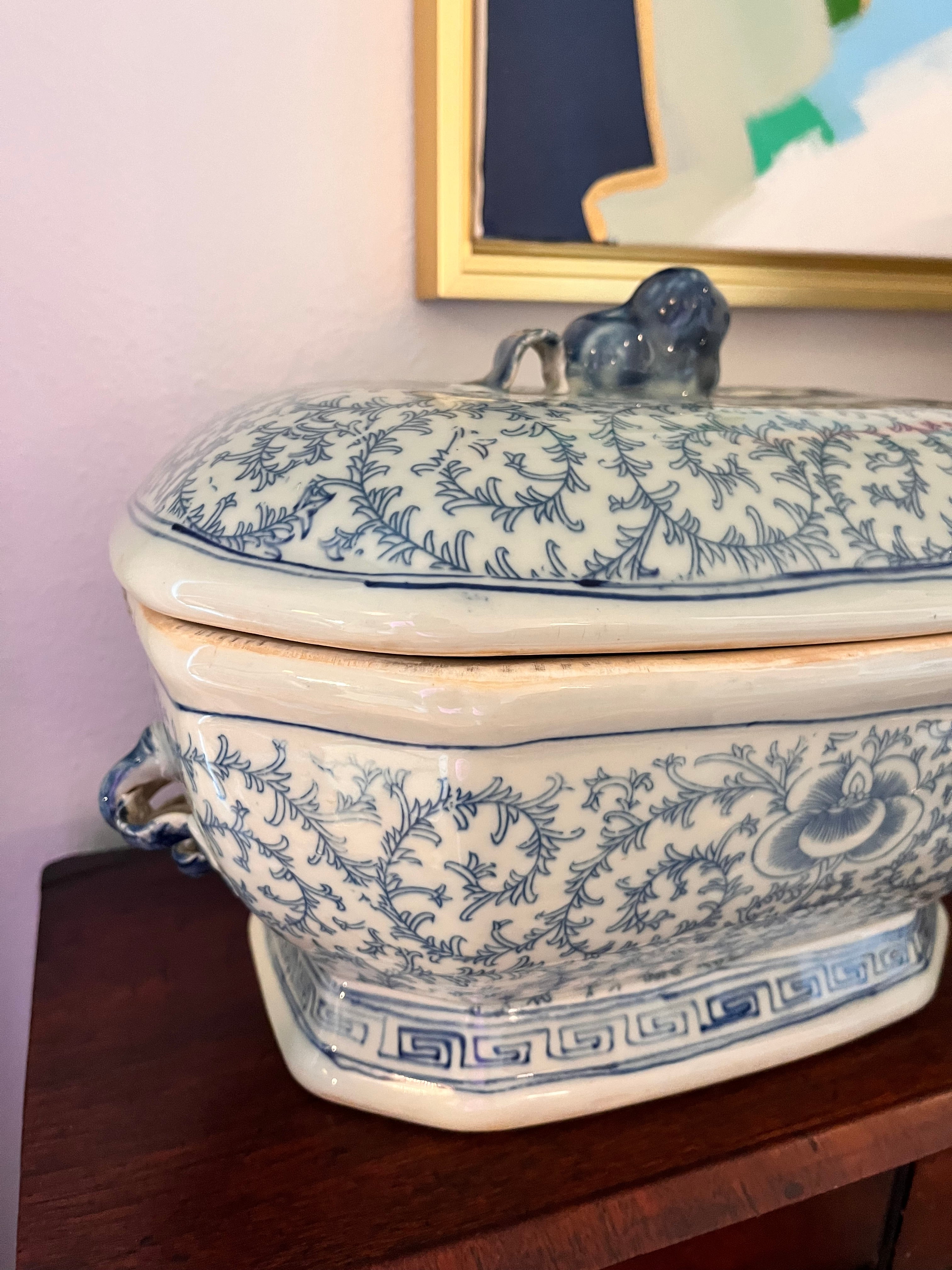 Antique-Style Large Hexagonal Fruit Lidded Jar, 12"