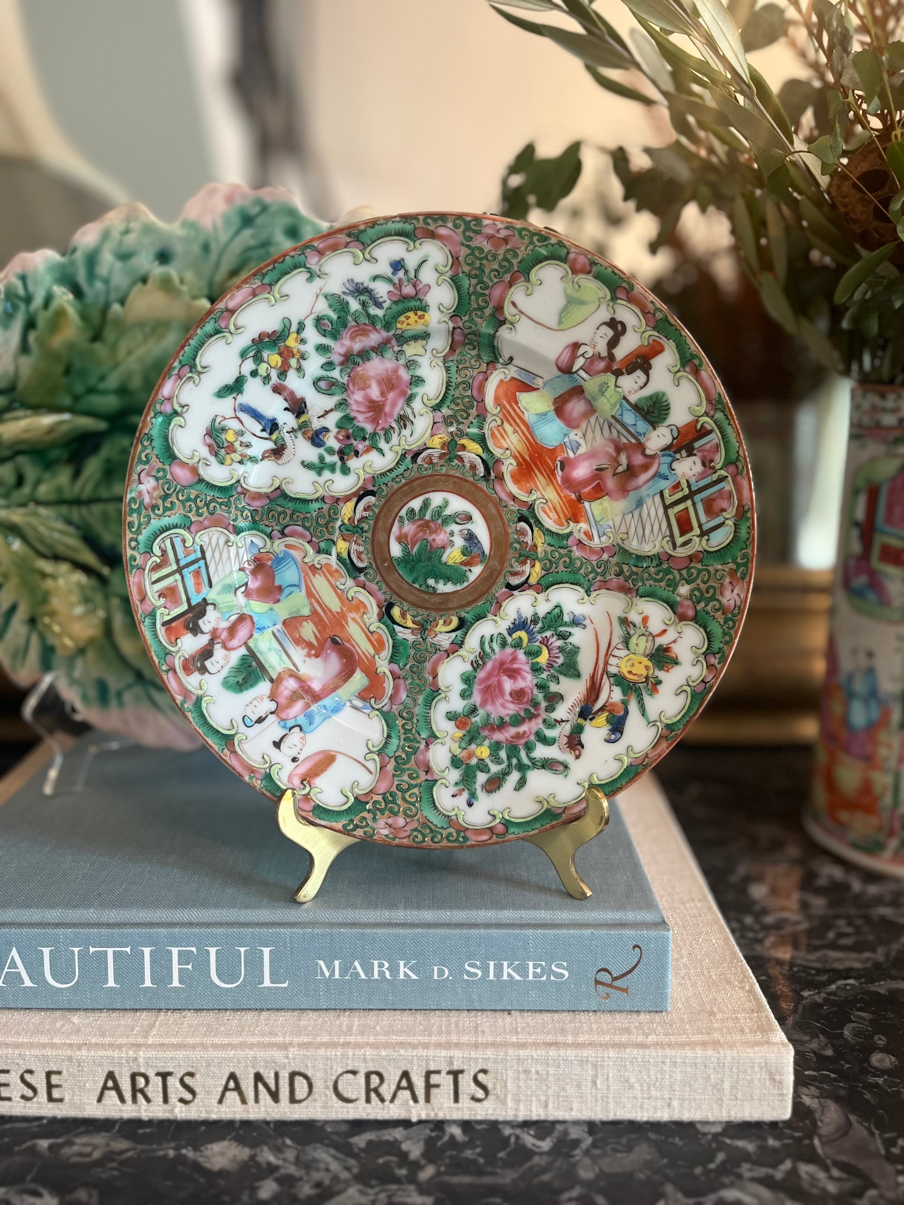 Antique Rose Medallion Plate, 8.25”