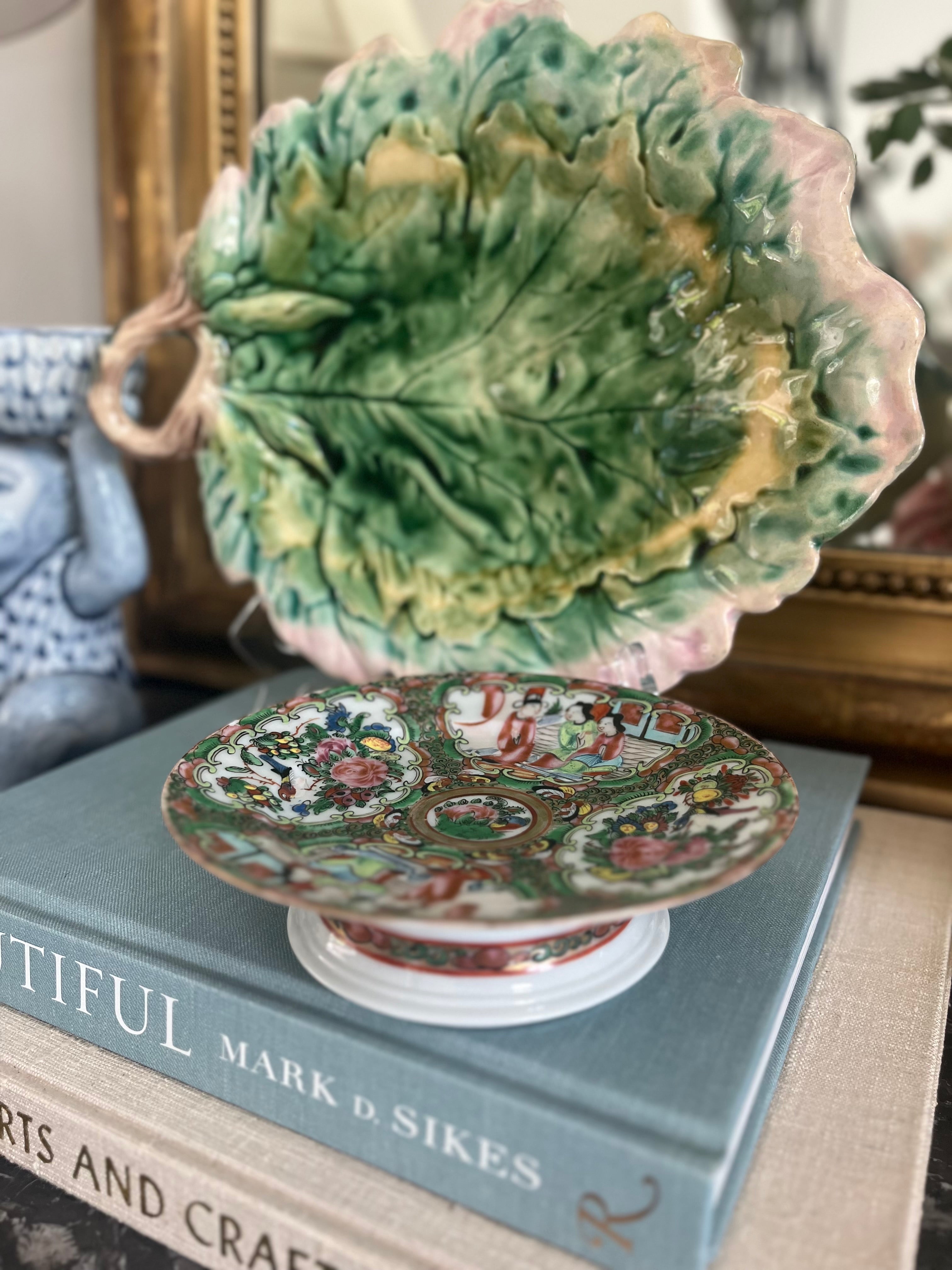 Antique Rose Medallion Compote, 6”