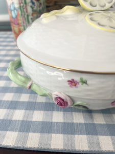 Vintage Herend Two-Piece Lidded Server with Lemon and Rose Motif, 8”