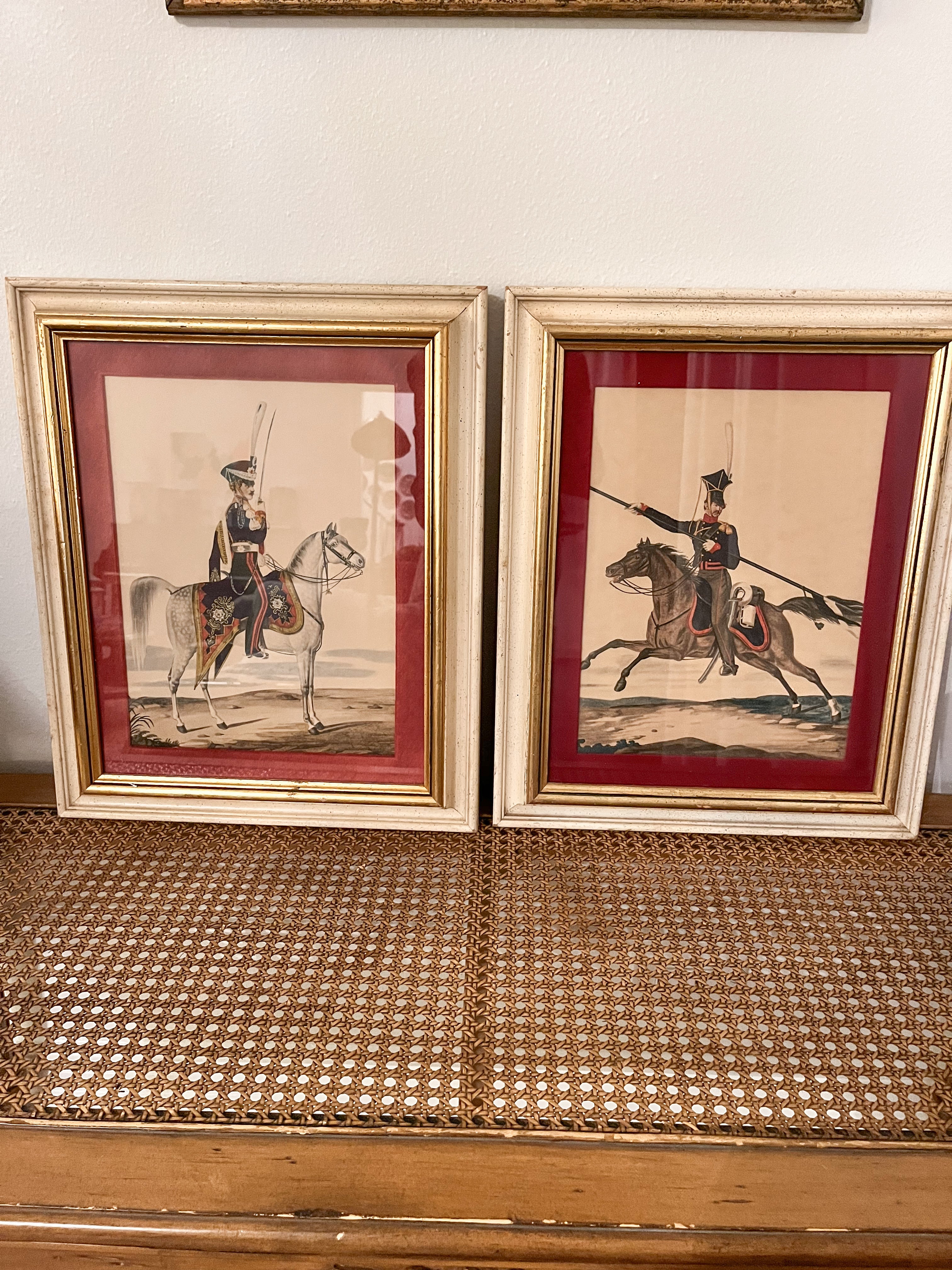 Vintage Pair of Framed Soldier Prints