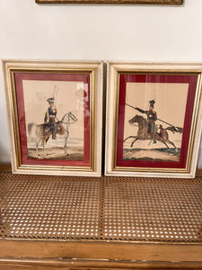 Vintage Pair of Framed Soldier Prints
