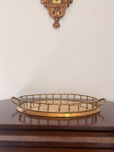 Vintage Brass Bamboo Tray, 16.5”