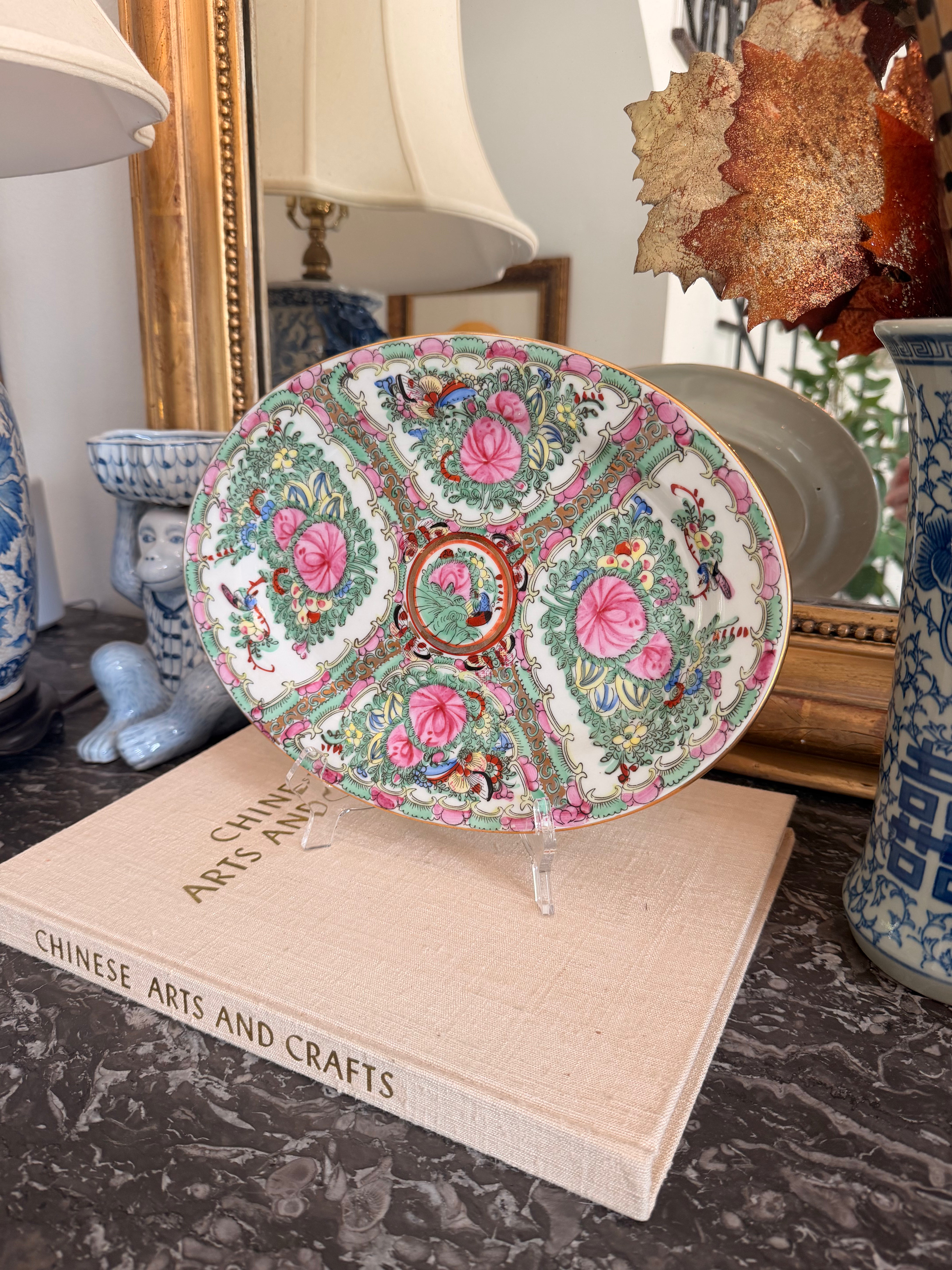 Vintage Rose Medallion Oval Platter, 12”