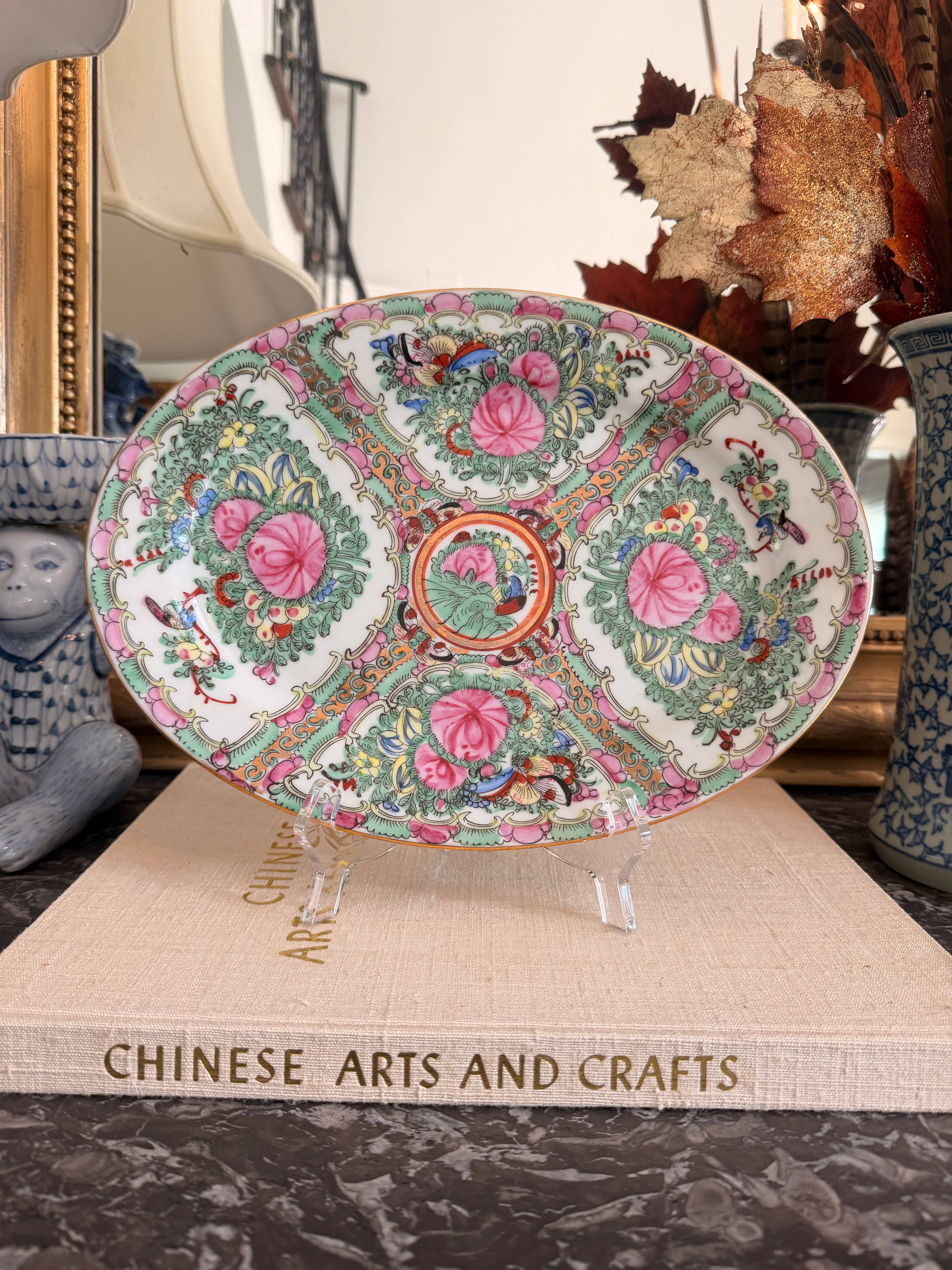 Vintage Rose Medallion Oval Platter, 12”