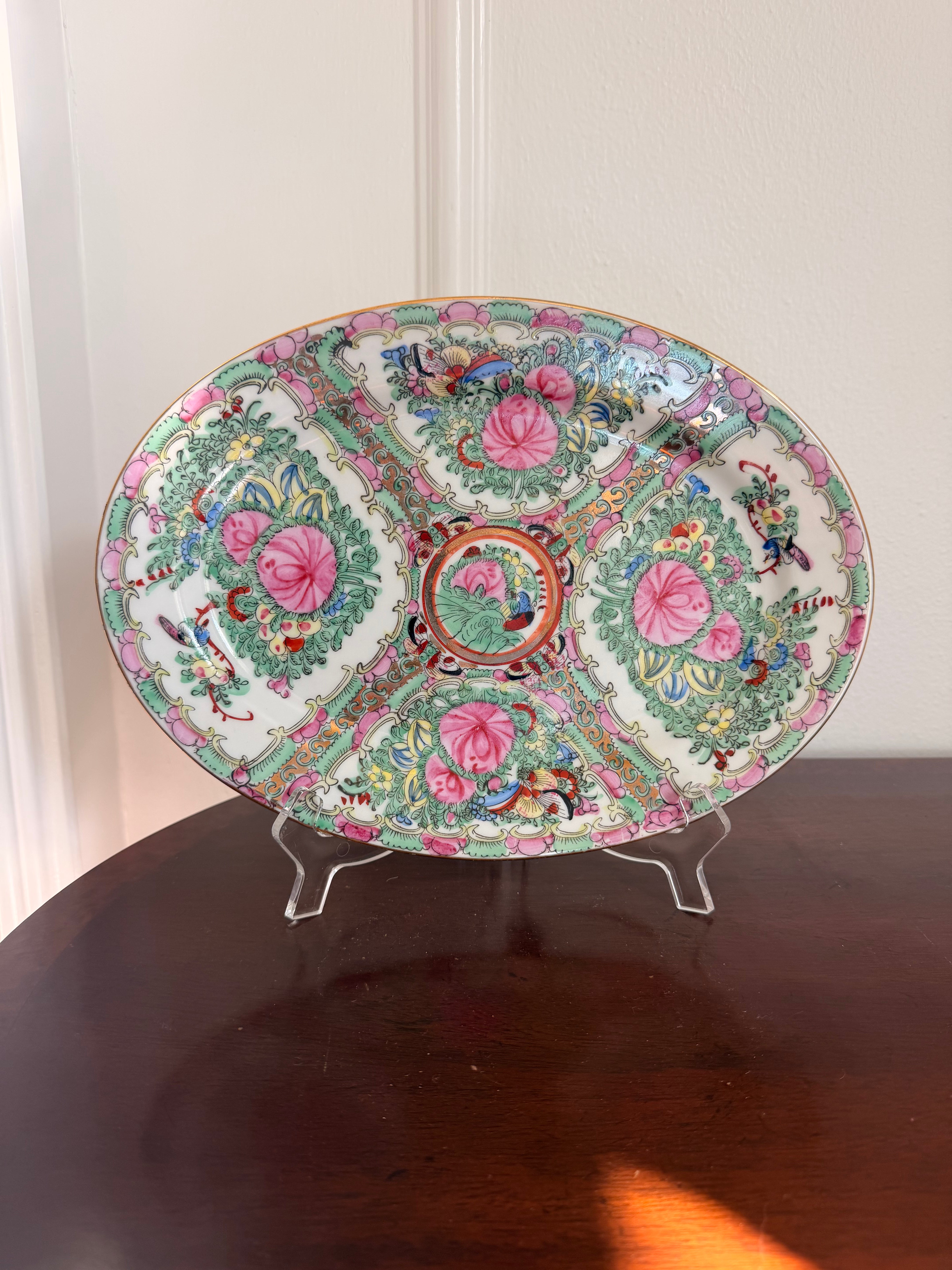Vintage Rose Medallion Oval Platter, 12”