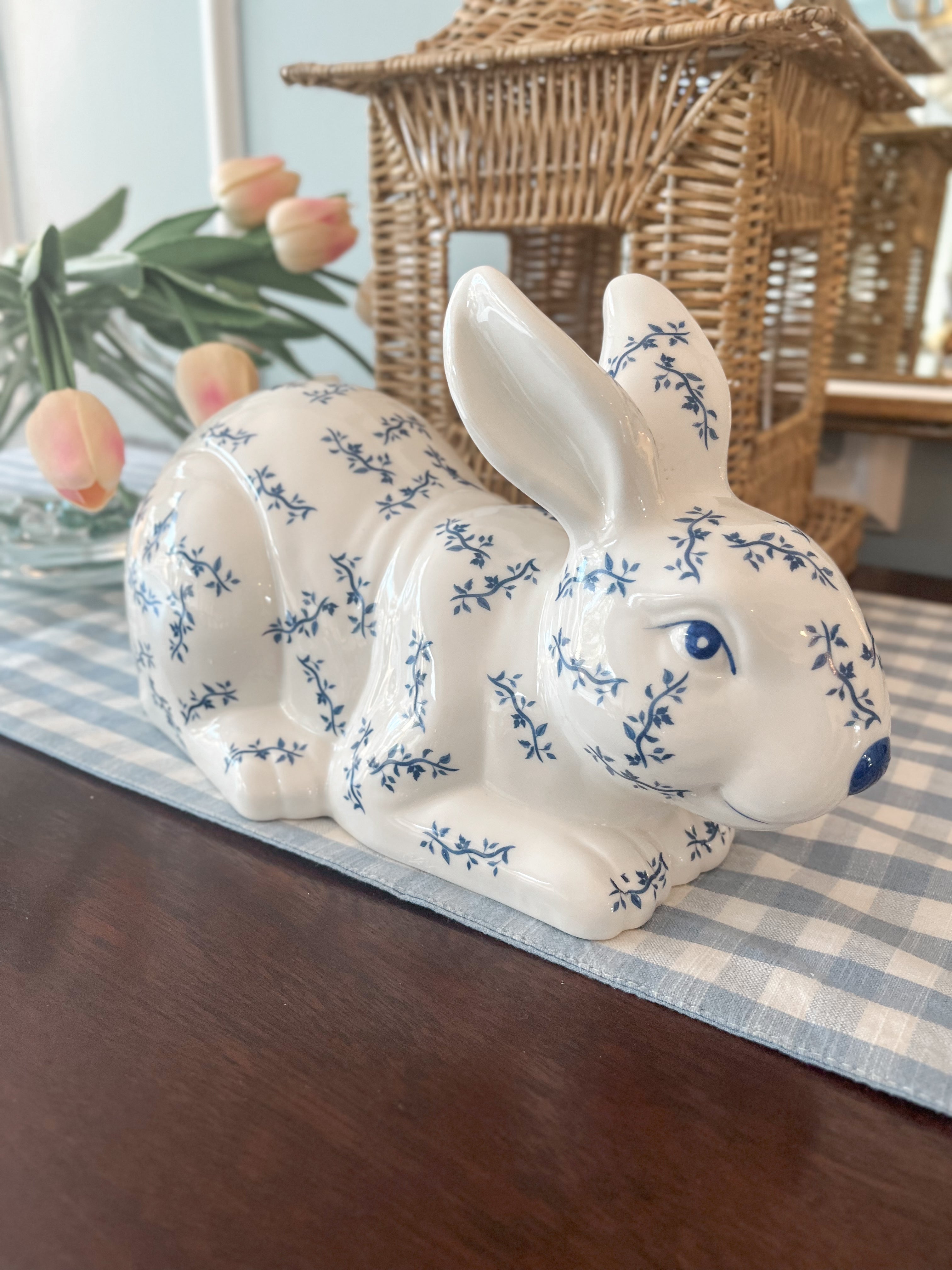Blue and White Mama Bunny