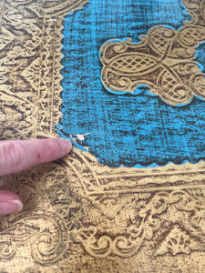 Vintage Large Turquoise Florentine Tray, 18.5”