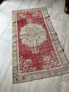 #54 Vintage Turkish Rug 3'1"x6'”Reach Out, I’ll be There”