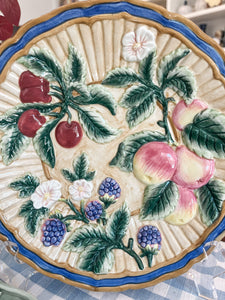 Vintage Fitz and Floyd Plate with Fruit Detail, 8.5”