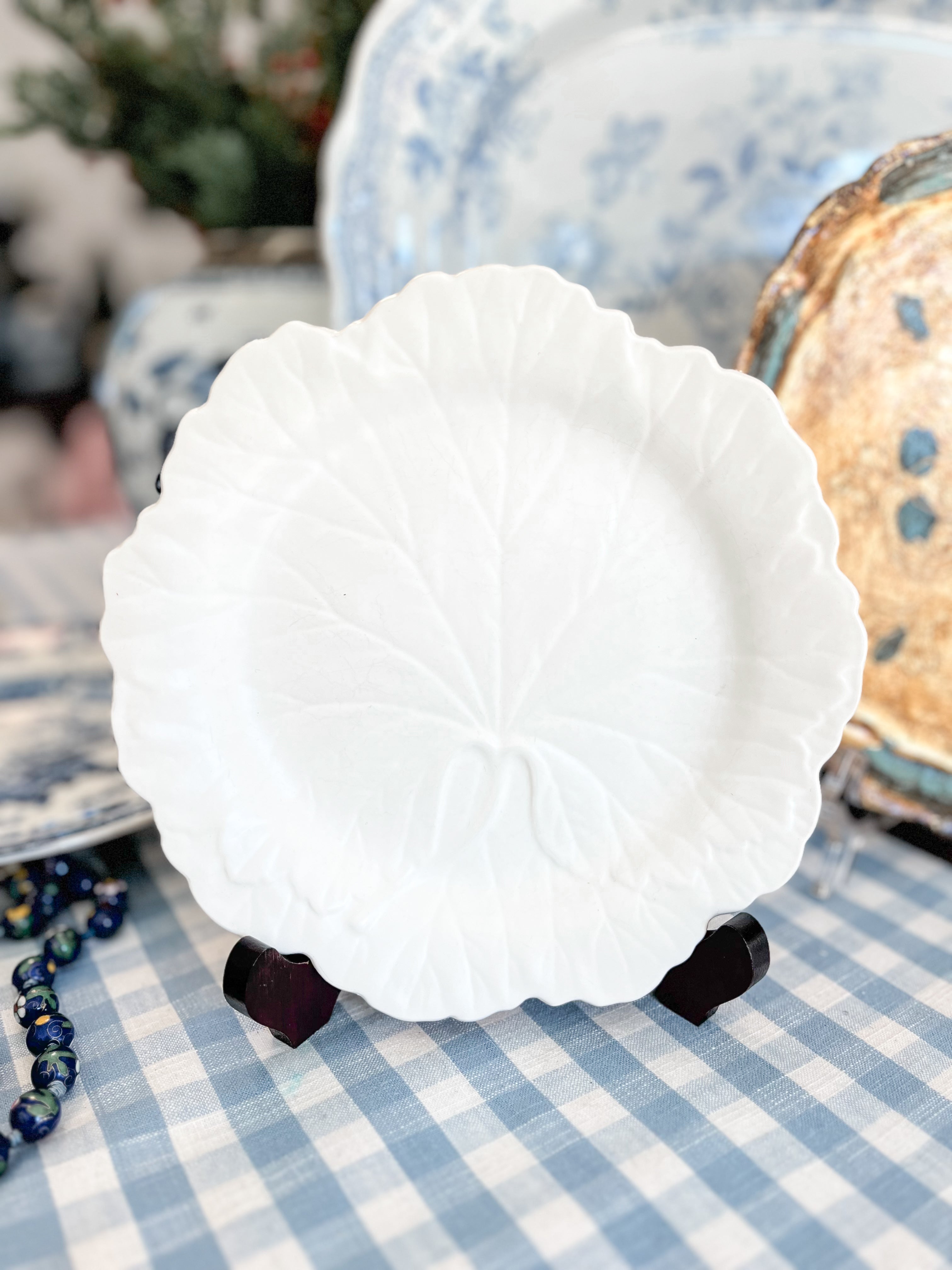 Vintage Wedgwood Etruria Matte White Cabbage Plate, 8"