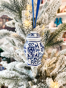 Set of Three Blue and White Chinoiserie Ornaments (A)