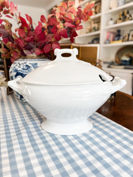 Large store Ironstone Tureen with Women's heads