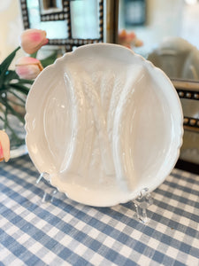 Vintage White Asparagus Plate, 8 5/8"