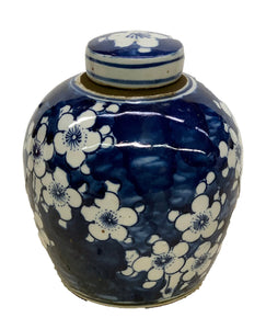 Antique-Style Blue & White Cherry Blossom Ginger Jar, 6.5” - Collectible Brooks