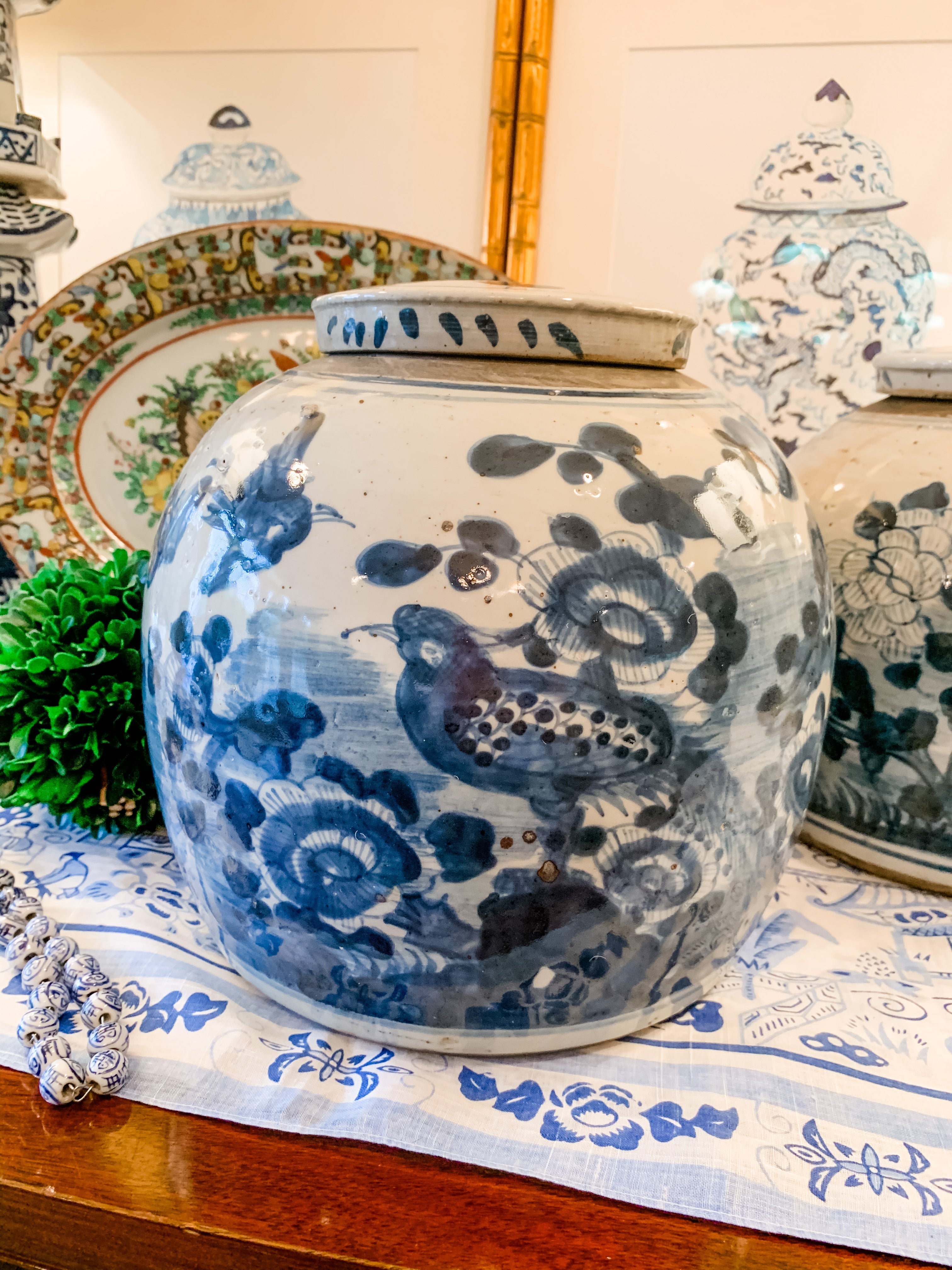 Shop Collectible Brooks for a wide selection of classic blue and white ginger jars, perfect for adding a touch of chinoiserie to your home decor!  