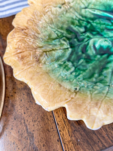 Antique Majolica Oak Leaf Plate, 12"
