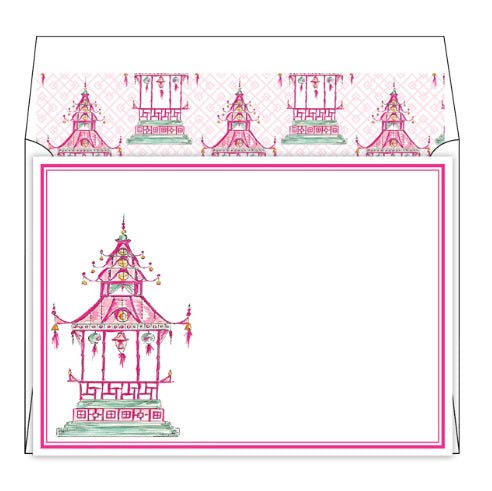 Pink Pagoda Stationery Set - Collectible Brooks