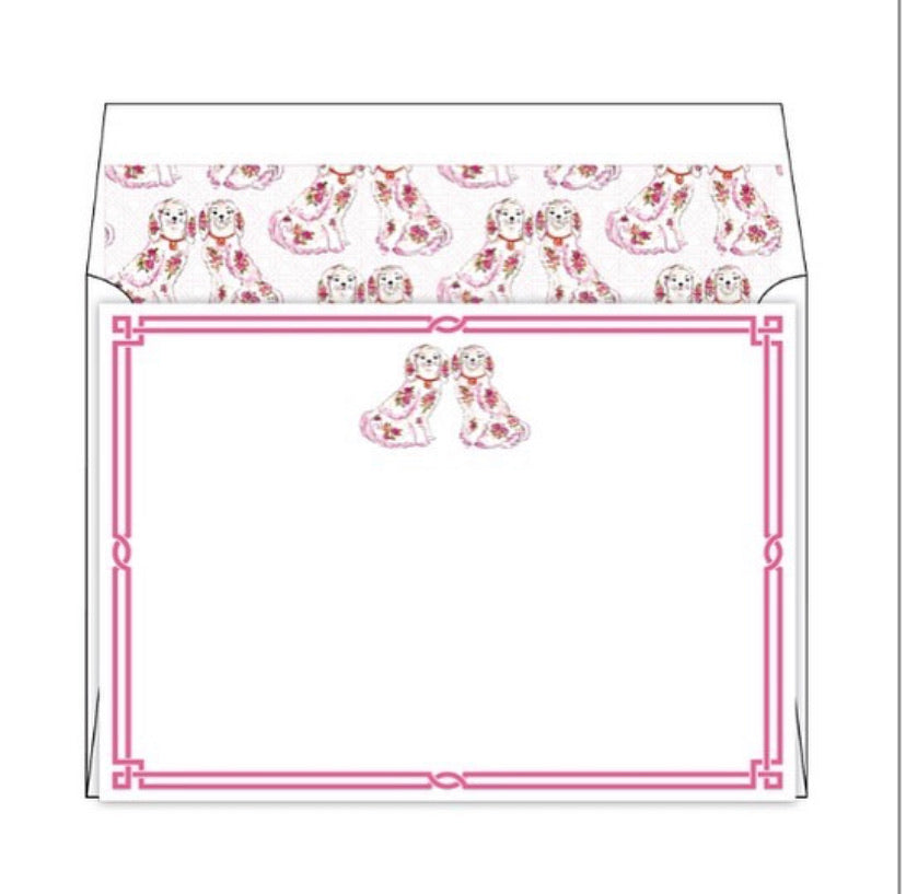 Pink Staffordshire-Style Dog Stationery Set - Collectible Brooks