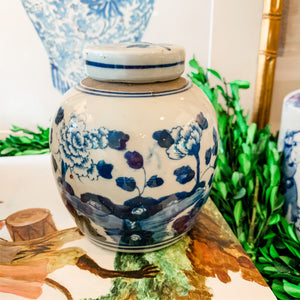 Shop Collectible Brooks for a wide selection of classic blue and white ginger jars, perfect for adding a touch of chinoiserie to your home decor!  This beautiful hand painted ginger jar made in antique style features a floral design and a stands 4.5" tall. 