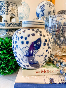 Shop Collectible Brooks for a wide selection of classic blue and white ginger jars, perfect for adding a touch of chinoiserie to your home decor!  This beautiful hand painted ginger jar made in antique style features a butterfly design and a stands 4.5" tall. 