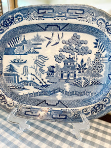 Antique (Late 19th Century) Staffordshire Blue Willow Platter, 15”